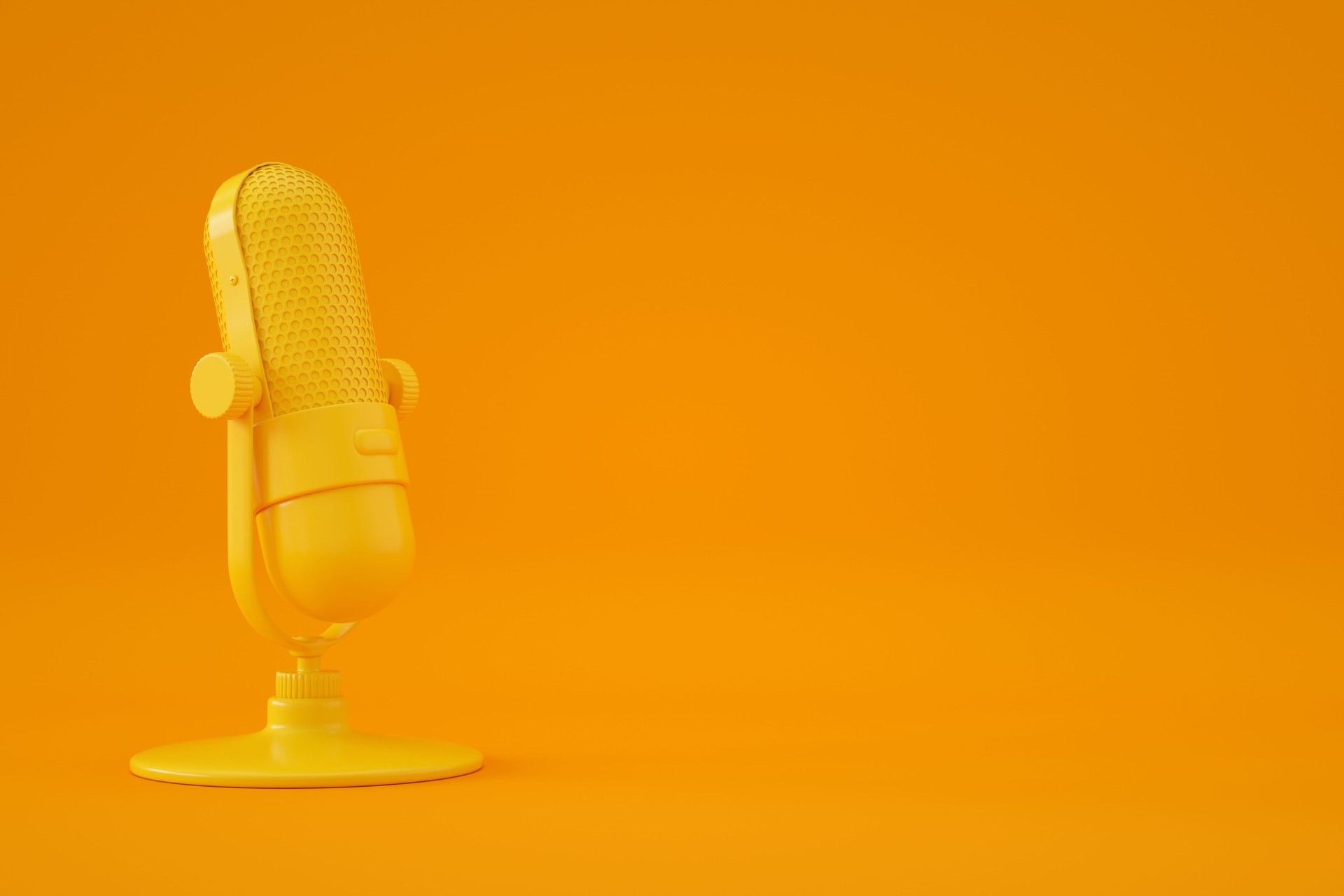 Retro Old Microphone, Vintage Style, Orange Color Background